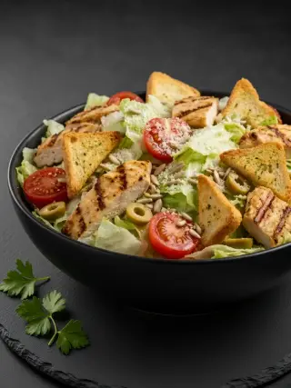 سالاد سزار با مرغ گریل یا مرغ سوخاری