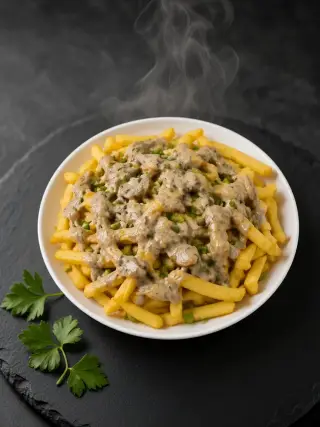 فرنچ فرایز با سس قارچ